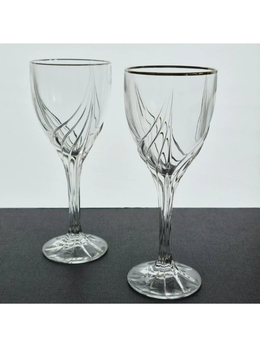 Lenox Debut Platinum Crystal Goblet Set of 2, Swirl Design, Elegant Drinkware